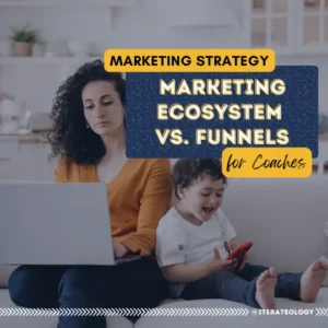Business coach analyzing marketing strategy using a marketing ecosystem approach to improve client journey tracking and lead conversions as an alternative to marketing funnels.